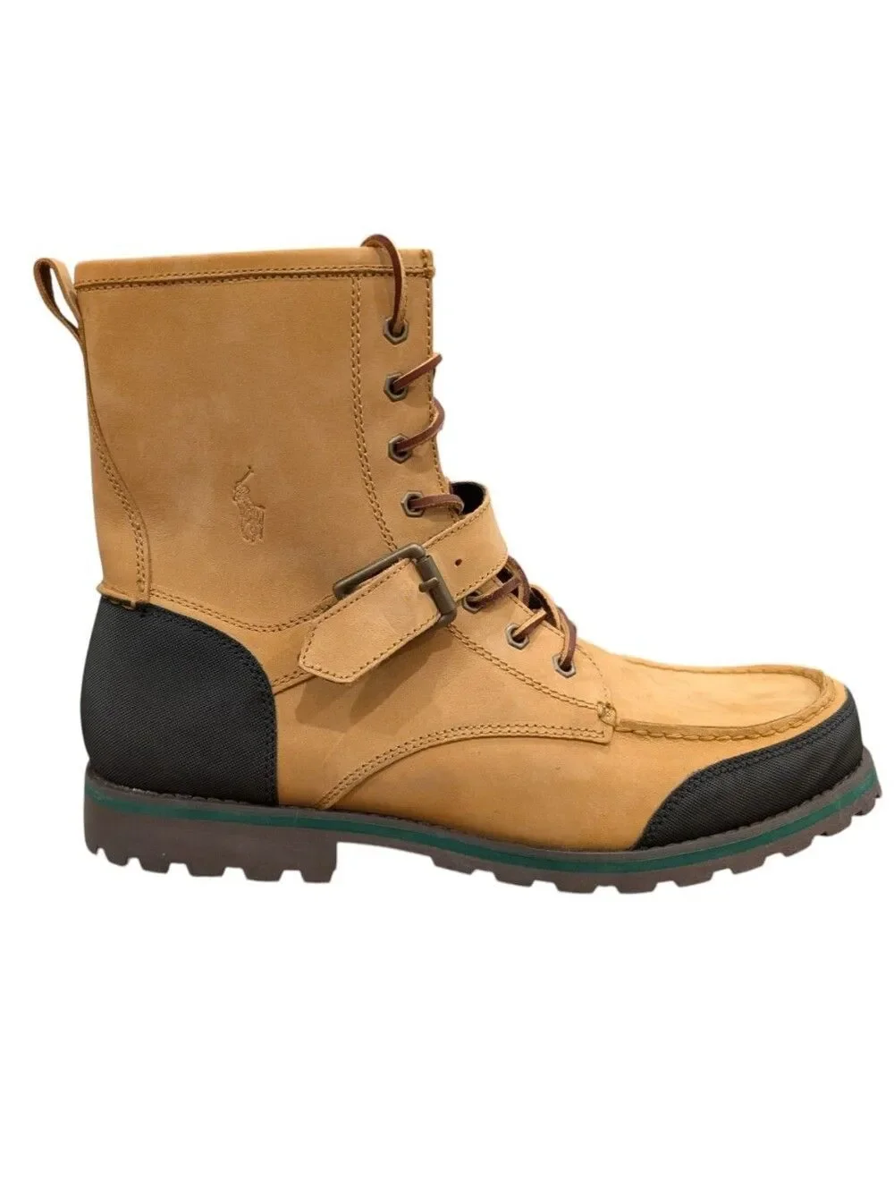 Polo Ralph Lauren Woolton Men’s Tan Leather Boots w/ Black & Green Accents – 13D